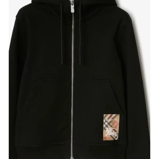 Felpa con cappuccio e zip in cotone Check Label