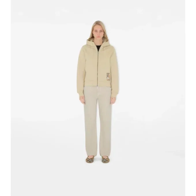Felpa con cappuccio e zip in cotone Check Label