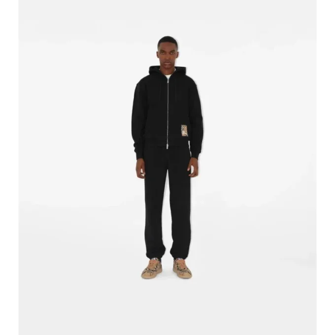 Felpa con cappuccio e zip in cotone Check Label