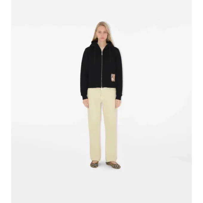 Felpa con cappuccio e zip in cotone Check Label