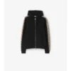 Felpa con cappuccio e zip in cotone con bordi a quadri