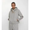 Felpa con cappuccio e zip in cotone con bordi a quadri