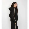 Felpa con cappuccio e zip in cotone con bordi a quadri