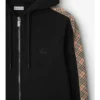 Felpa con cappuccio e zip in cotone con bordi a quadri