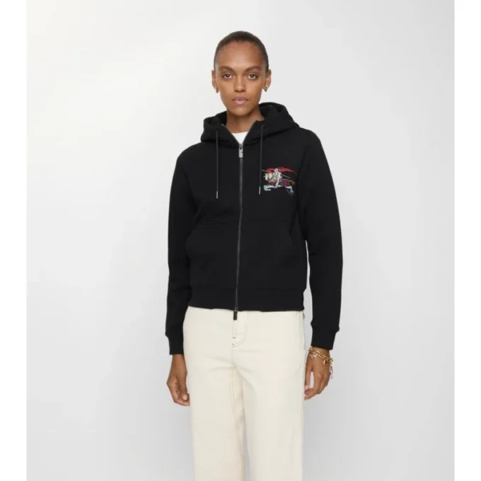 Felpa con cappuccio e zip in cotone EKD