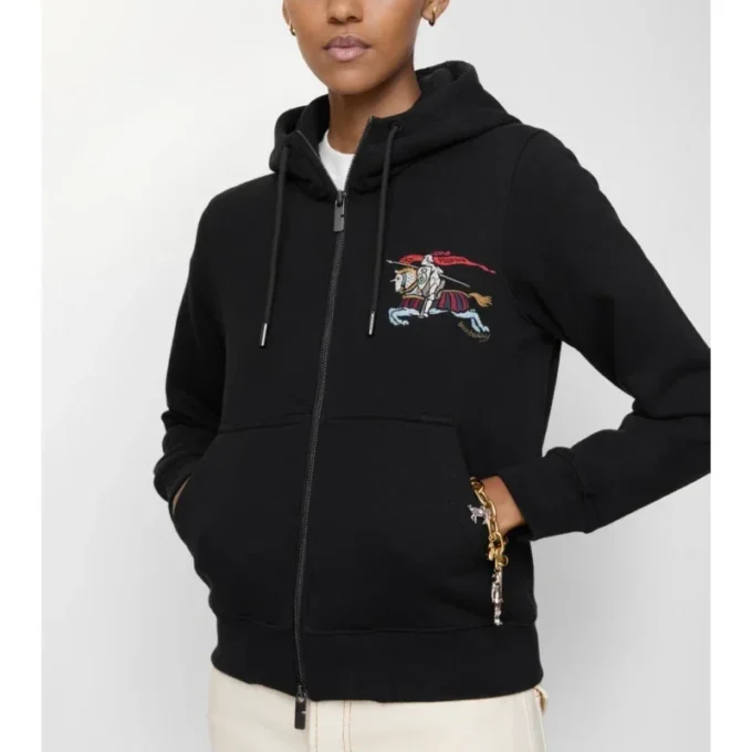 Felpa con cappuccio e zip in cotone EKD