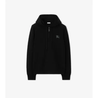 Felpa con cappuccio e zip in lana