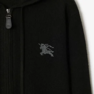 Felpa con cappuccio e zip in lana