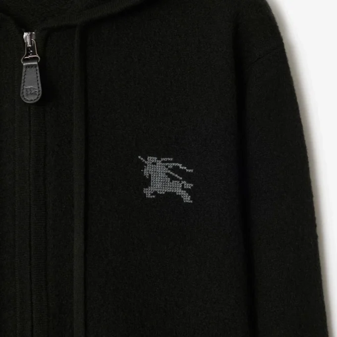 Felpa con cappuccio e zip in lana