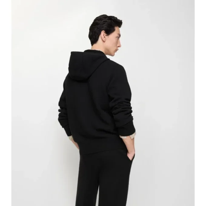 Felpa con cappuccio e zip in lana