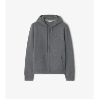 Felpa con cappuccio e zip in misto cashmere