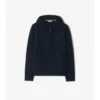 Felpa con cappuccio e zip in misto cashmere
