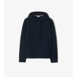 Felpa con cappuccio e zip in misto cashmere