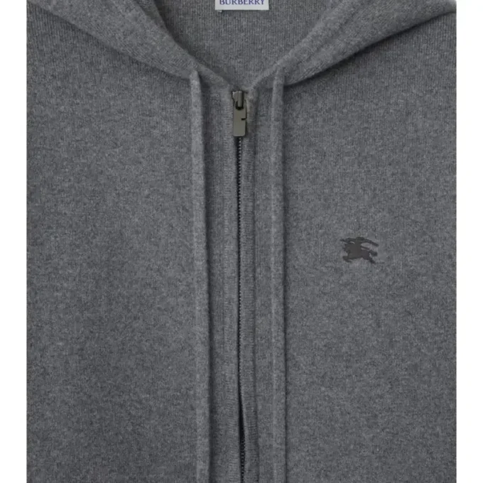 Felpa con cappuccio e zip in misto cashmere