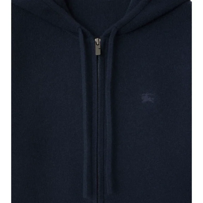Felpa con cappuccio e zip in misto cashmere