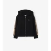 Felpa con cappuccio in cotone a quadri con zip