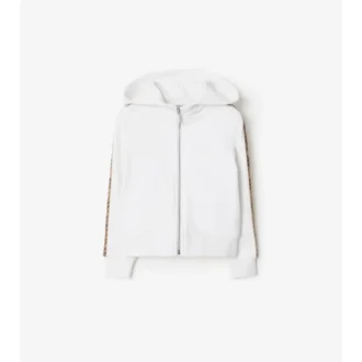 Felpa con cappuccio in cotone a quadri con zip