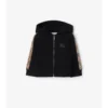 Felpa con cappuccio in cotone a quadri con zip
