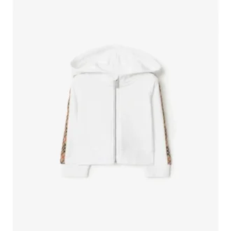 Felpa con cappuccio in cotone a quadri con zip