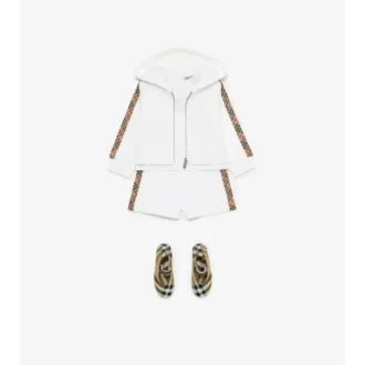 Felpa con cappuccio in cotone a quadri con zip