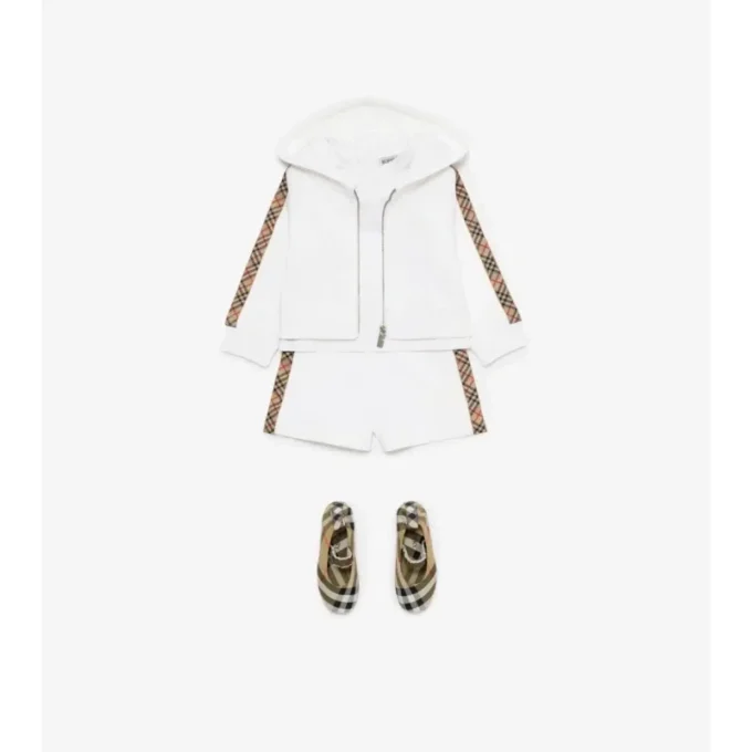 Felpa con cappuccio in cotone a quadri con zip