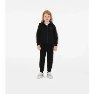 Felpa con cappuccio in cotone a quadri con zip
