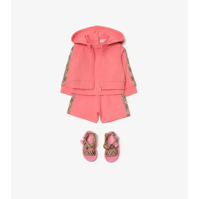 Felpa con cappuccio in cotone a quadri con zip