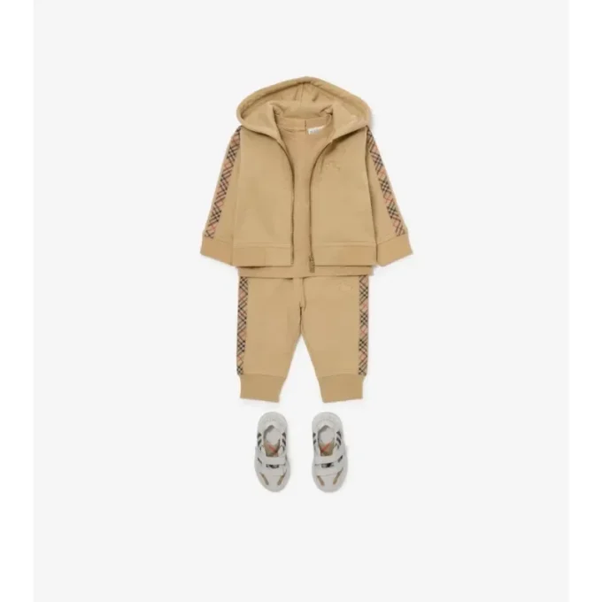 Felpa con cappuccio in cotone a quadri con zip
