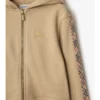 Felpa con cappuccio in cotone a quadri con zip