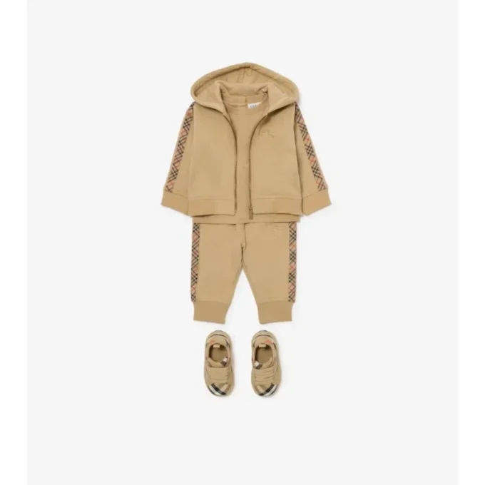 Felpa con cappuccio in cotone a quadri con zip