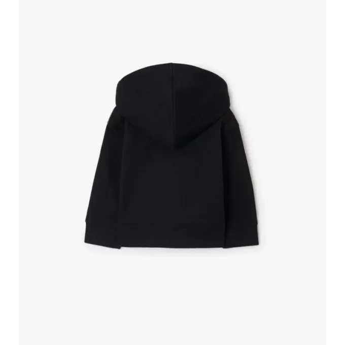 Felpa con cappuccio in cotone a quadri con zip