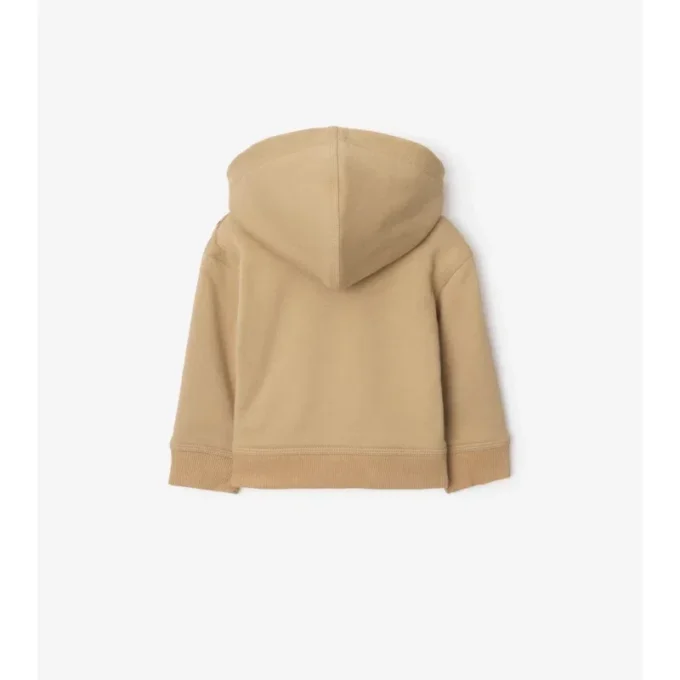 Felpa con cappuccio in cotone a quadri con zip