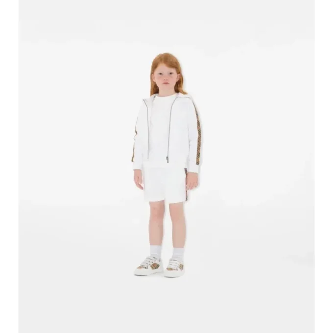 Felpa con cappuccio in cotone a quadri con zip