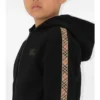 Felpa con cappuccio in cotone a quadri con zip
