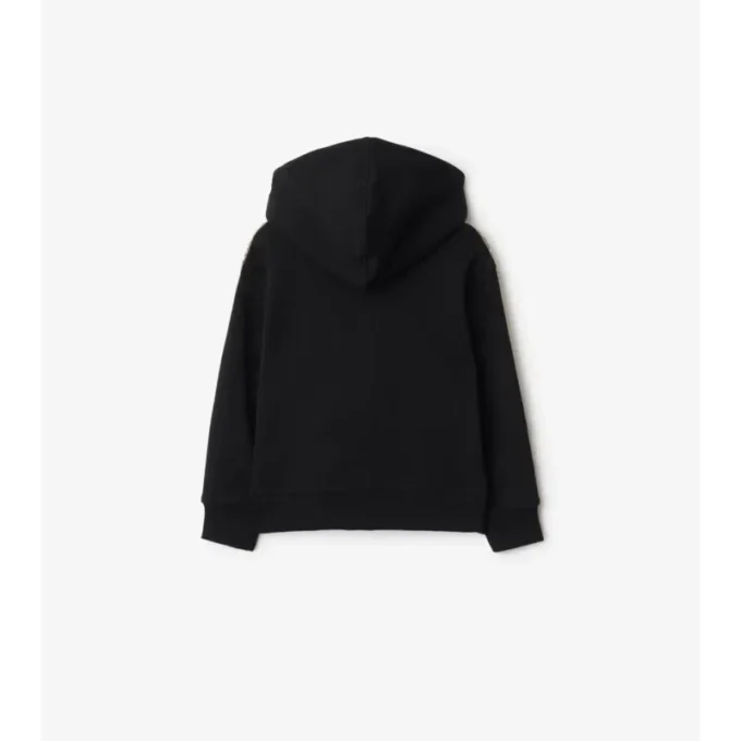 Felpa con cappuccio in cotone a quadri con zip