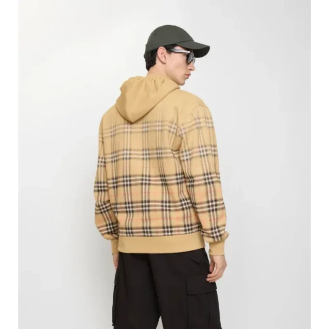 Felpa con cappuccio in cotone a quadri sfumati