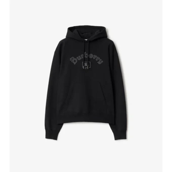 Felpa con cappuccio in cotone con logo gotico