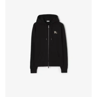 Felpa con cappuccio in cotone con stampa a quadri e zip
