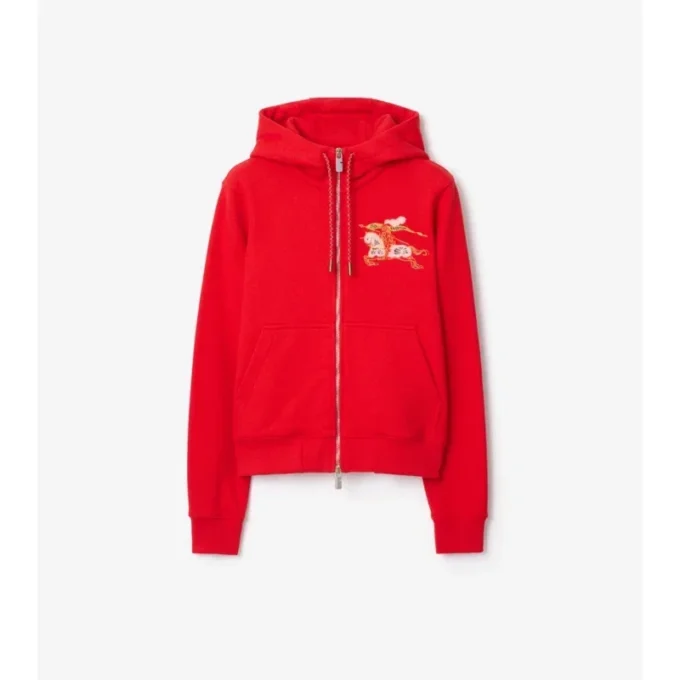 Felpa con cappuccio in cotone con zip