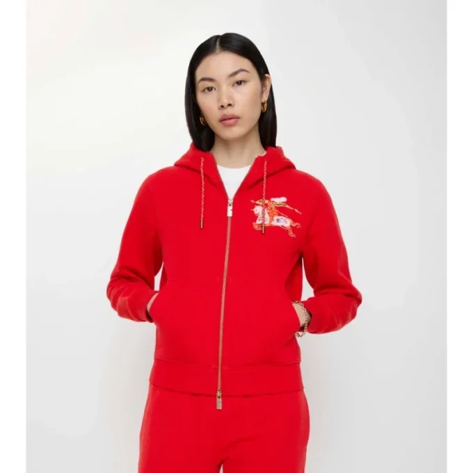 Felpa con cappuccio in cotone con zip