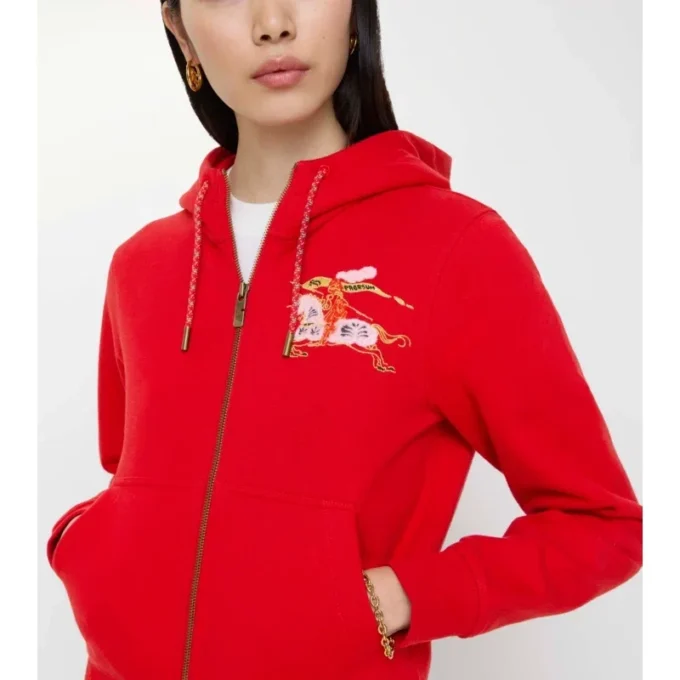 Felpa con cappuccio in cotone con zip