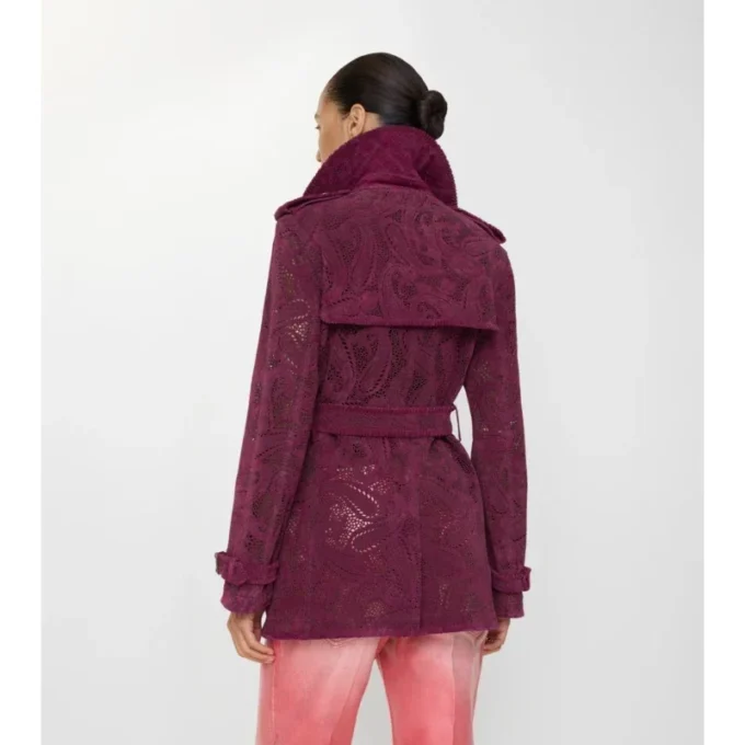 Foxfield corto in pelle scamosciata con motivo Paisley