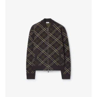 Giacca bomber in misto lana e cashmere a quadri