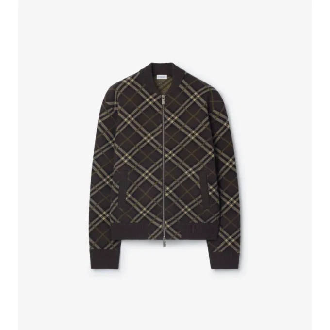 Giacca bomber in misto lana e cashmere a quadri
