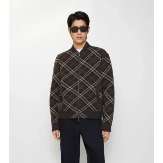 Giacca bomber in misto lana e cashmere a quadri