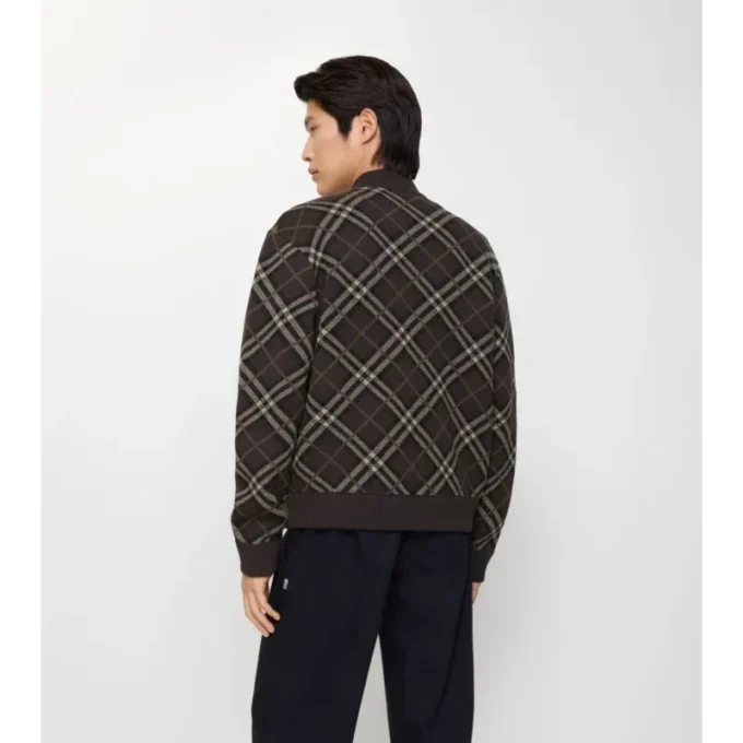 Giacca bomber in misto lana e cashmere a quadri