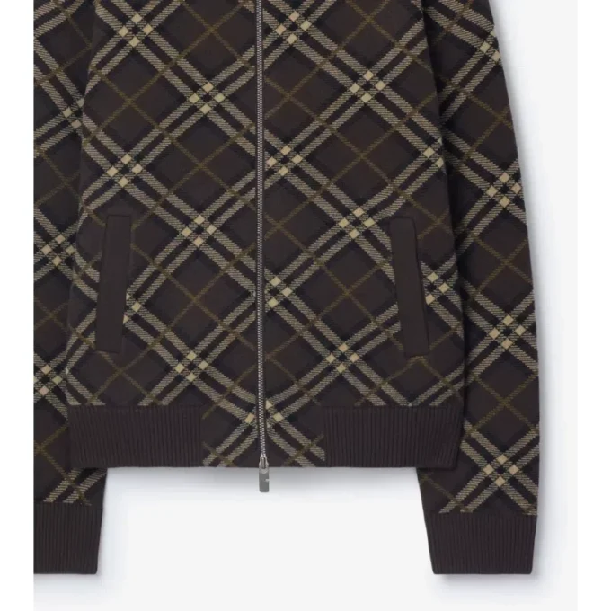Giacca bomber in misto lana e cashmere a quadri