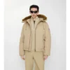 Giacca con cappuccio in gabardine con bordi in shearling
