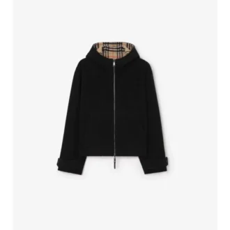 Giacca con cappuccio in lana reversibile
