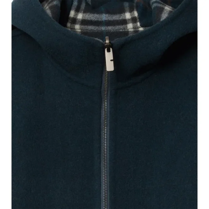 Giacca con cappuccio in lana reversibile